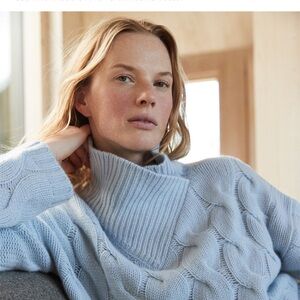 Elegant Sky Blue Turtleneck Sweater